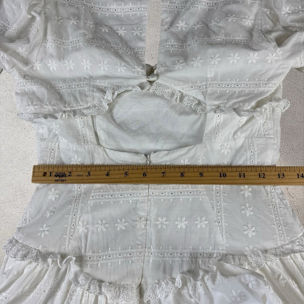 For Love and Lemons Iris Mini Dress White Eyelet Tiered Sz S - Picture 10 of 10